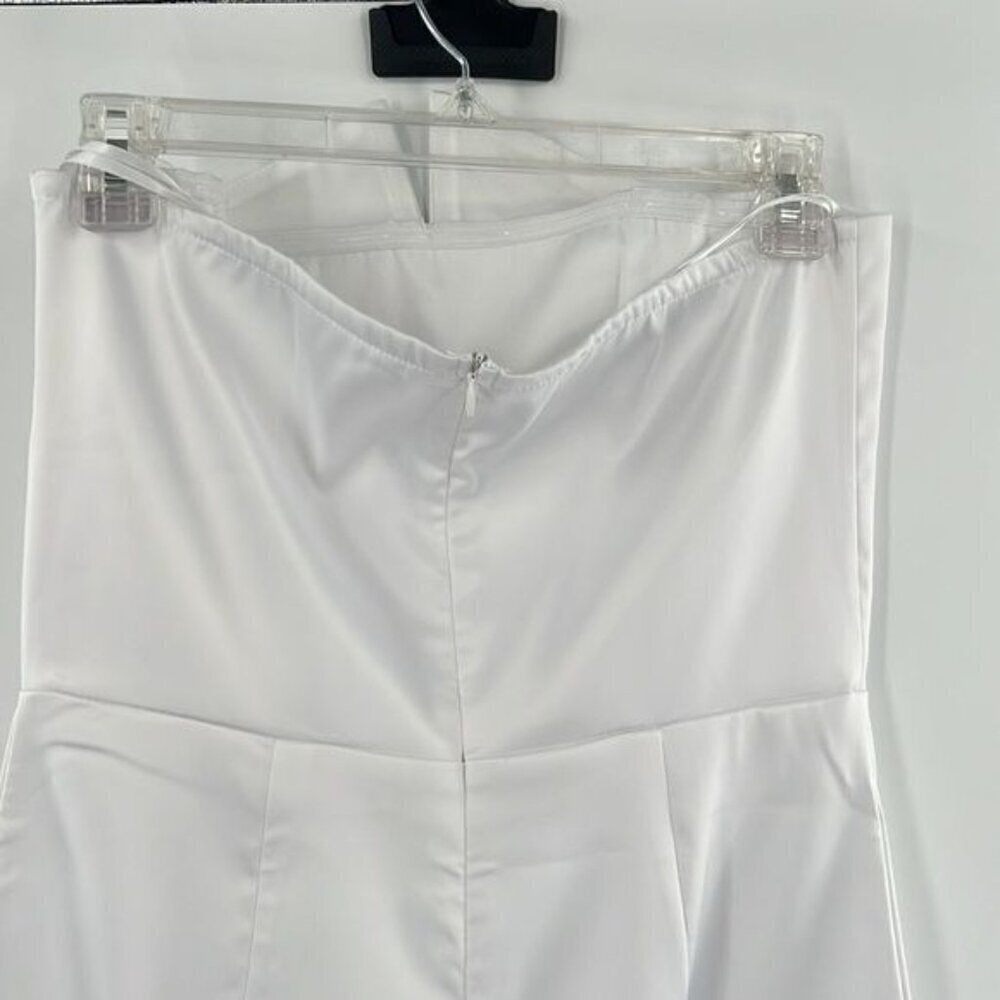 white strapless sheath dress pleated bodice M - Picture 13 of 14